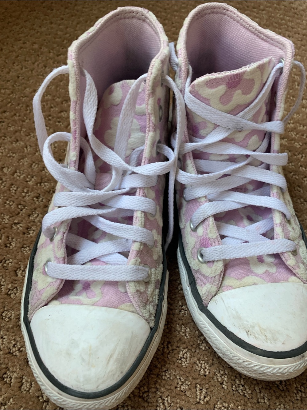 Converse Kids Pink and White Floral High-Top Sneakers - Picture 2 of 7